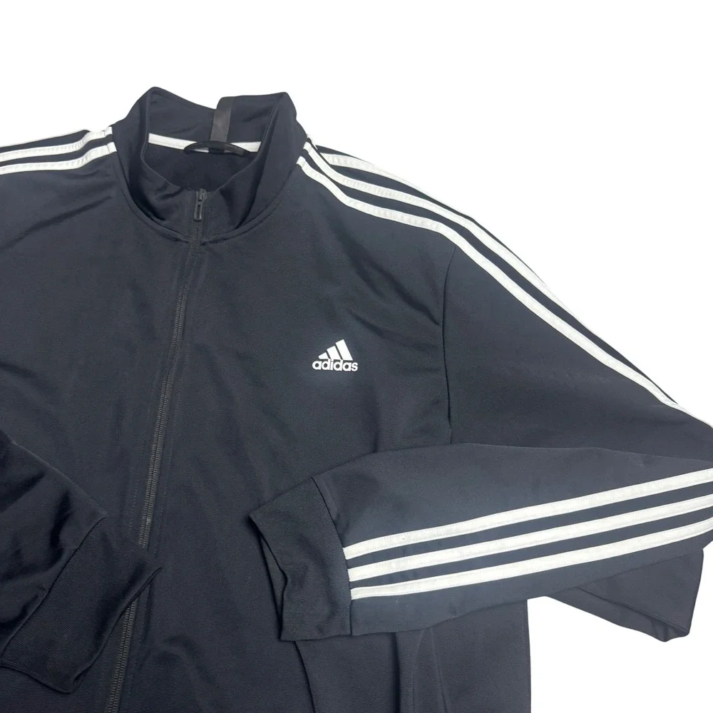 Adidas Mens 3 Stripes Full Zip Track Jacket Black White Size 3XLT Tall - Picture 2 of 5